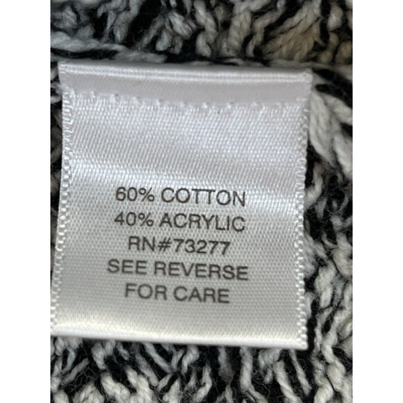 Dana Buchman Black/White‎ Cowl/Turtleneck Chunky Woven Long Sweater Sz Large - Picture 6 of 11